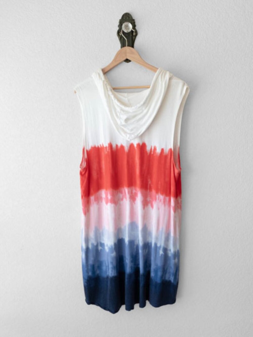 Live Well Active Hoodie Dress XL Tie Dye Red White Blue Sleeveless - Picture 8 of 12